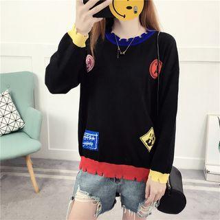 Appliqu  Distressed Sweater