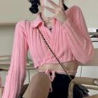 Crop Knit Top Pink - One Size