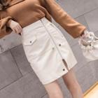 Zip Detail High-waist Mini Straight-fit Skirt