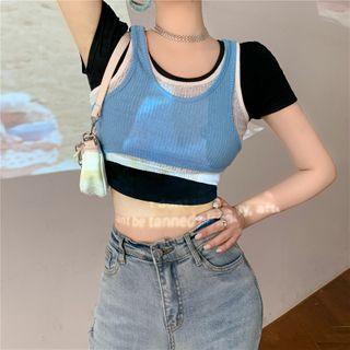 Mock Two Piece Tank Top / Short-sleeve T-shirt