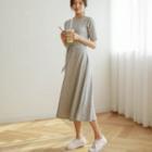 Short-sleeve Drawcord Midi Dress