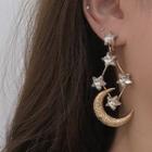 Moon Drop Earring 1 Pair - Silver Needle - Gold - One Size