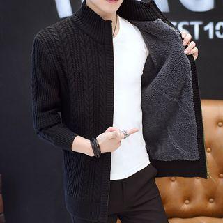 Fleece-lined Cable-knit Zip Jacket