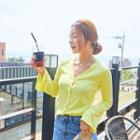 V-neck Bell Long-sleeve Cardigan