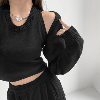 Mock Two-piece Loose Knit Top