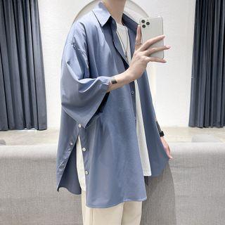 Elbow-sleeve Side-button Shirt