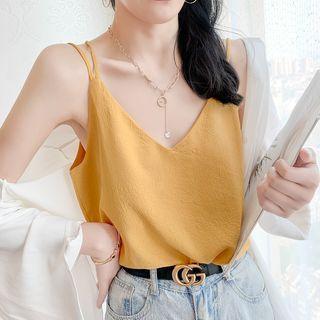 Sleeveless Cross-strap Plain Top