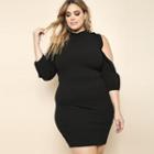 Plus-size Elbow-sleeve Cut-out Sheath Dress