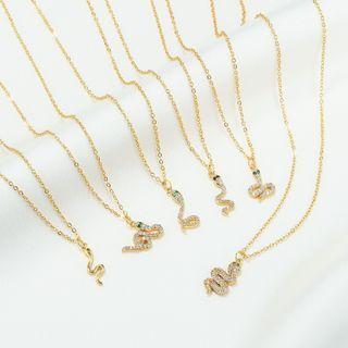 Snake Pendant Rhinestone Alloy Necklace