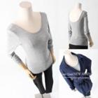 Scoop-neck Slim-fit T-shirt