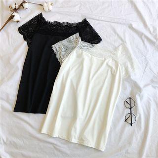 Short-sleeve Lace Paneled T-shirt