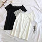 Short-sleeve Lace Paneled T-shirt