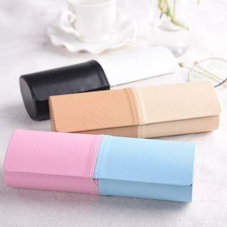 Color-block Faux Leather Eyeglasses Case