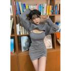 Set : Knit Bolero + Drawcord Slipdress