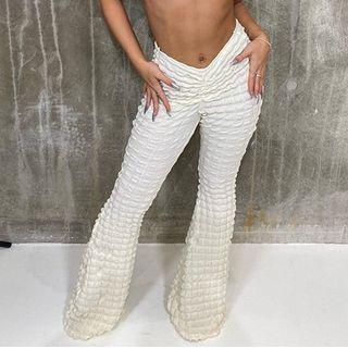 Textured Bootcut Pants