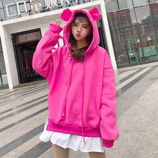 Bear Ear Accent Mock Two-piece Hoodie