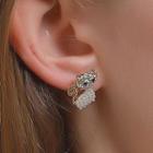 Rhinestone Faux Pearl Cat Earring 01#1287 - Gold - One Size