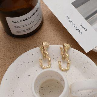 Irregular Metal Dangle Earring 1 Pair - Gold - One Size