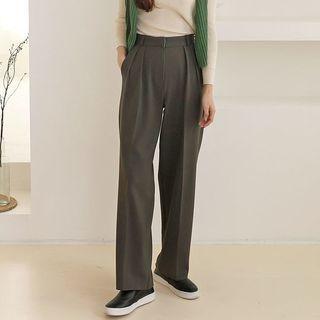Straight-cut Dress Pants Black - M