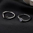 Set Of 2: Ring Dz675 - 1pc - Silver - One Size