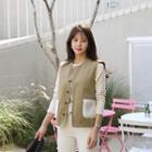 Color-block Boucl -knit Vest