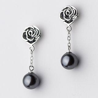 Rose Bead Drop Earring