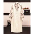 Long-sleeve Floral Blouse / Knit Midi Pinafore Dress