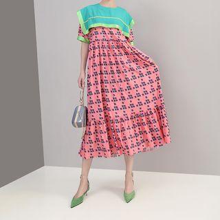 Floral Round-neck Ruffle Dress