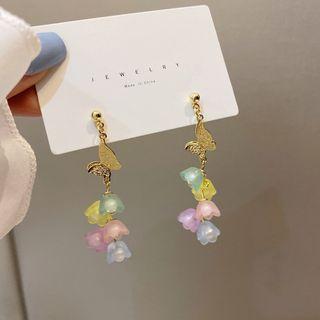 Flower Drop Earring 1 Pair - Stud Earring - S925 Silver Needle - Gold - One Size