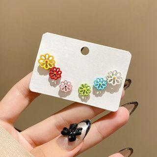 Sterling Silver Flower Stud Earring Set E4866 - Yellow - One Size