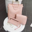 Set: Cat Shaped Handle Tote + Crossbody Bag + Zip Pouch