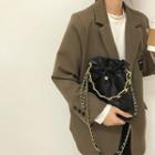 Chain Faux Leather Crossbody Bag Black - One Size