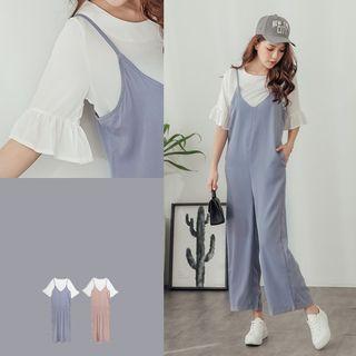 Set: Ruffle Sleeve Tee + Jumper Pants