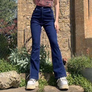 High Waist Skinny-fit Slit Bootcut Jeans