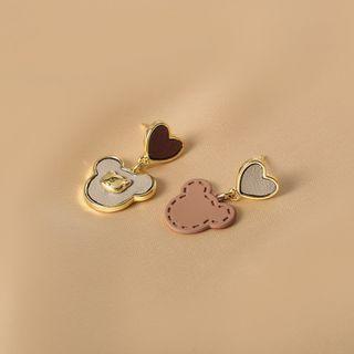 Bear Asymmetrical Alloy Dangle Earring 1 Pair - Brown - One Size