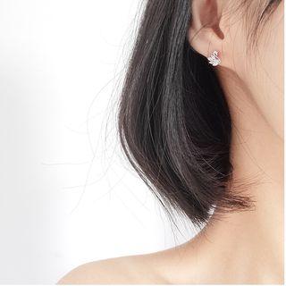 925 Sterling Silver Rhinestone Swan Earring 1 Pair - S925 Silver - As Shown In Figure - One Size