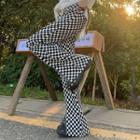 Checkerboard Drawstring Bootcut Pants Check - Black & White - One Size