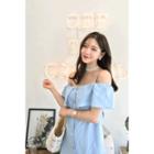 Off-shoulder Button-detail Dress