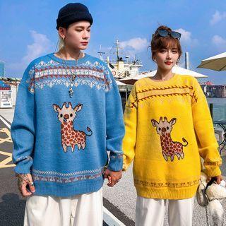 Cartoon Giraffe Crewneck Sweater