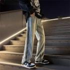 Zip-side Straight Leg Jeans