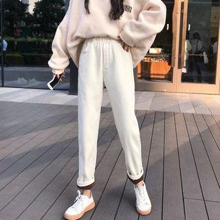 Fleece-lined High-waist Straight Fit Jeans