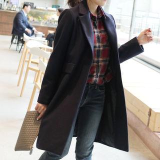 Brushed-fleece Wool Blend Coat