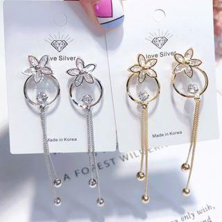 Rhinestone Flower Fringed Earring