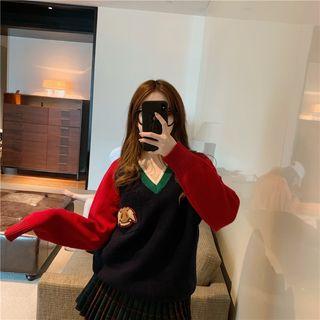 Harem Knit Pants / Color Block Sweater