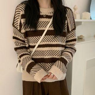 Chevron Stripe Paneled Sweater