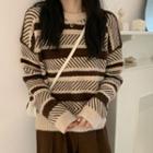 Chevron Stripe Paneled Sweater