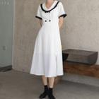 Short-sleeve Double-breasted Midi Shirtdress