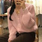 Buttoned Knit Cardigan Pink - One Size