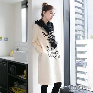Letter Print Long Sleeve Dress