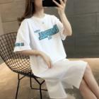 Short-sleeve Lettering Print Midi T-shirt Dress
